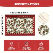 2/4/6/8pcs Red-Edge Pine Cone Placemats, Machine Washable, High Quality, Suitable For Christmas Party, Kitchen And Dining Table Decoration - Red - View 2