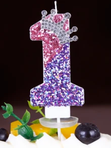 1支新款渐变数字蜡烛，适用于生日蛋糕、万圣节和圣诞派对、圣诞装饰、圣诞礼物 - 多色 - 查看 1