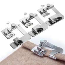 3-Piece Rolled Hem Presser Foot Kit - Wide Hemmer Foot Set Compatible With Low Shank Snap-On Sewing Machines Including Singer, Brother, Janome, Juki - Sizes 1/2", 3/4", 1" - Silver - View 1
