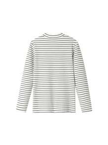 Annil Jersey de cuello alto de punto de manga larga como capa base para niñas preadolescentes. Camiseta interior antibacteriana de nivel 5A, de color liso con franjas, para el otoño.
