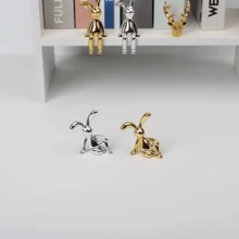 2pcs Electroplating Anti-Scalding Glossy Long-Eared Rabbit Bunny Decorative Handle Candy Box Storage Jar Lid Top Bead Ornaments, Office Ornaments(Random Rabbit Style) - Multicolor - View 6