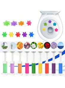 Toilet Cleaner Gel Stamp With 14 Flowers Effect 1pc/9 Scents Toilet Gel Stamps Set+Air Freshener Bathroom Deodorizer+Bowl Cleaner - Multicolor - View 3