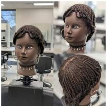 Kinky Curly 100% Real Human Hair Mannequin Head For Hairdresser Practice Afro Cosmetology Manikin Doll Head Styling Hair Extension Braiding Bleaching Dyeing Updos With Table Clamp Stand - màu đen - Xem 9