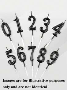 1 pieza Vela con números del 0 al 9 en color negro para decoración de tarta de cumpleaños, Vuelta al cole, Día de San Valentín