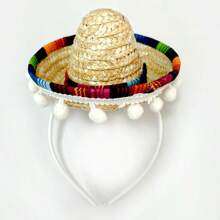 Mũ dự tiệc mini phong cách Bohemian Mexico, Mũ trang trí Pom-Pom, Mũ Som, Trang trí tiệc Mexico, Mũ Som mini tiệc hóa trang cho thú cưng, Mũ cao bồi Mexico, Halloween - Nhiều màu - Xem 9