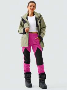 ZUTY Women's Insulated Hiking Pants, Warm Soft Shell Outdoor Ski Pants With Zipper Pockets, Winter Ski Wear - Rose Red - View 8