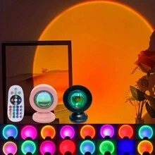 16 Color USB LED Sunset Spotlight, With Remote Control USB Light ABS Floodlight, Suitable For Home Decor Living Room, Halloween, Christmas, Wedding Decorations, Desk Accessories, Travel, Camping, Parties, And The Perfect Christmas Gift.