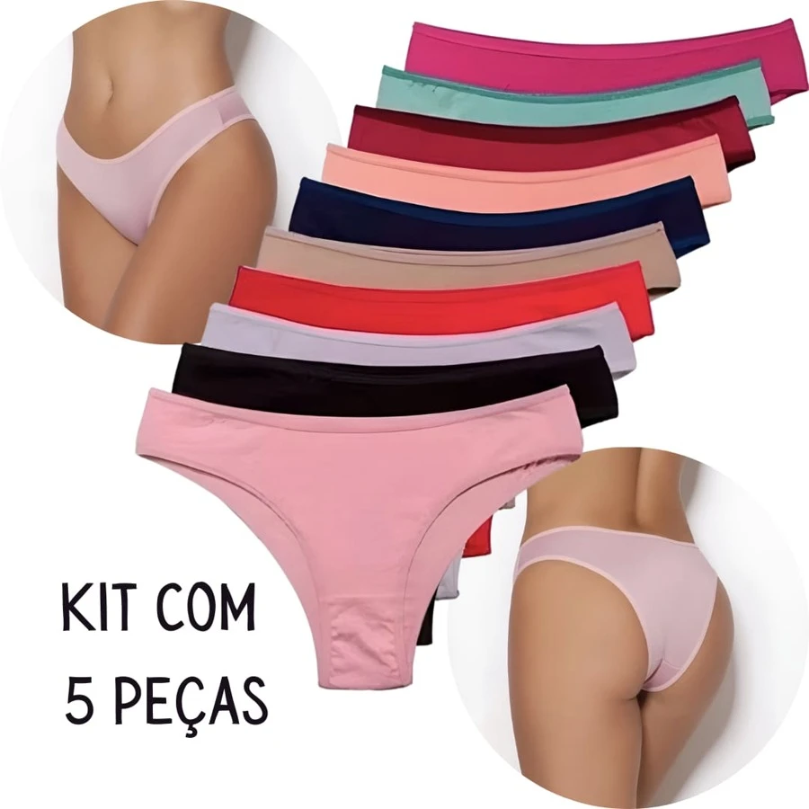 KIT 5 Panties Basic Versatile Comfort Model LAUNCH PROMOTION - 彩色 - 查看 1