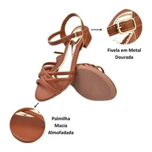 Sandália Feminina Salto Bloco Médio Confortável Saltinho