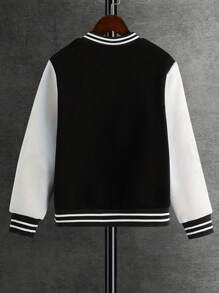 1pc Tween Girl Casual Workout Retro Solid Color Fleece Cardigan Baseball Jacket, Suitable For Spring/Autumn/Winter