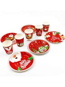 10 chiếc, Bộ đồ ăn dùng một lần cho tiệc Giáng sinh, Đĩa giấy, Cốc giấy 9 Oz - 5 Thiết kế ngày lễ, Cốc giấy chịu lực cho lễ kỷ niệm ngày lễ, Đồ trang trí bữa tối ngày lễ - Nhiều màu - Xem 6