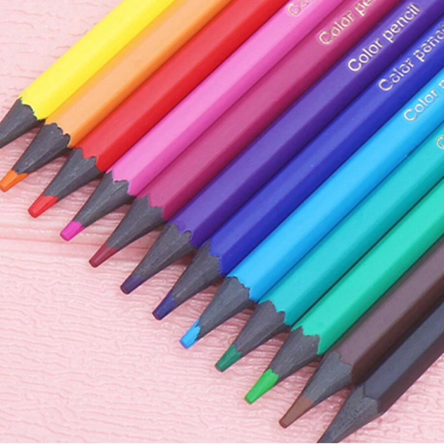 12 件套专业彩色铅笔套装黑木彩色铅笔套装绘图学习铅笔 - 鲜艳、耐用，适合艺术家、学生、素描和办公室