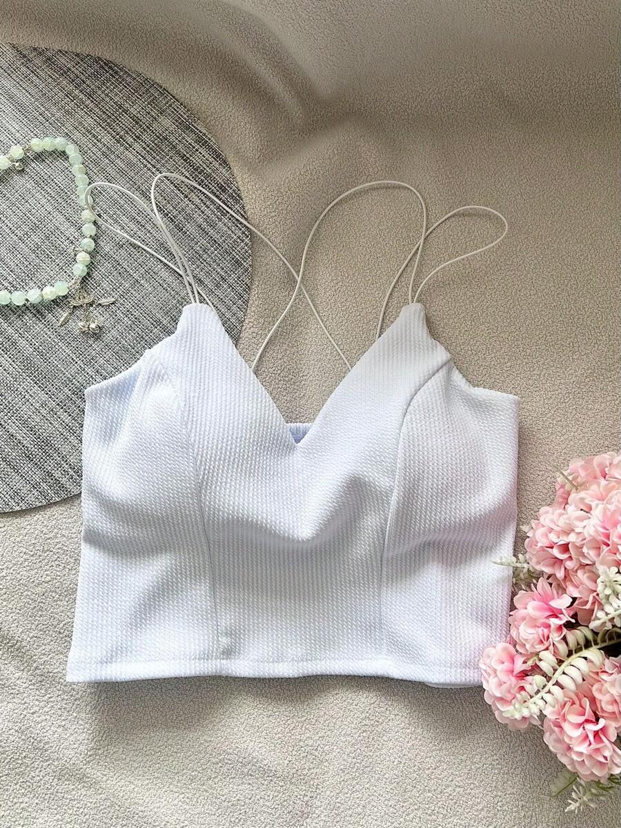 Cropped Top With Padding Women's Fashion - 白色 - 查看 1