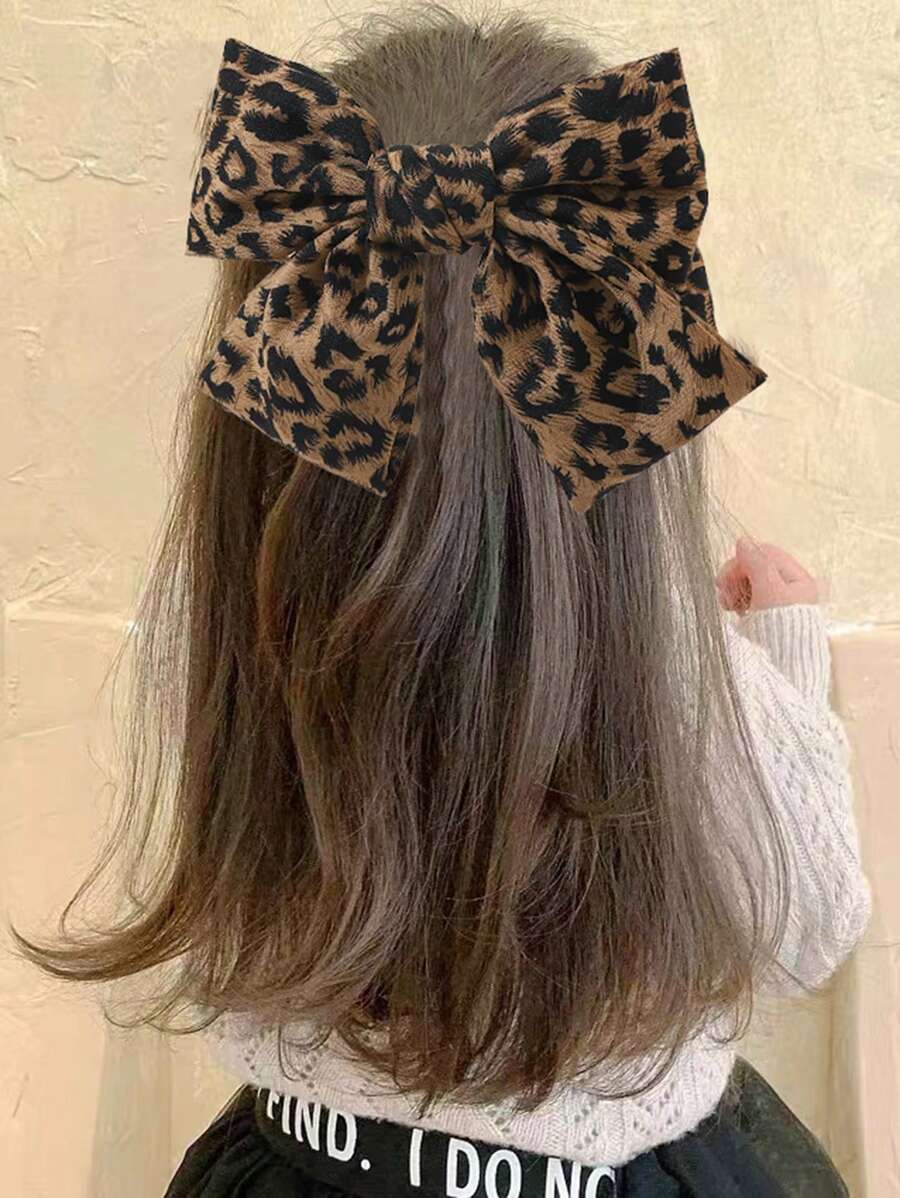 1pc Elegant & Cute Leopard Bow Hair Clip Hairpin - Multicolor - View 1