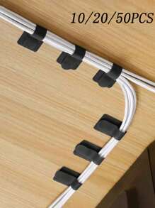 10/20/50 chiếc Dây đai móc và vòng giữ dây dưới bàn Dây đai cáp đa năng để quản lý cáp máy tính, Giá đỡ dây trên bàn, Bộ sắp xếp dây, Dây đai móc và vòng giữ dây - màu đen - Xem 1
