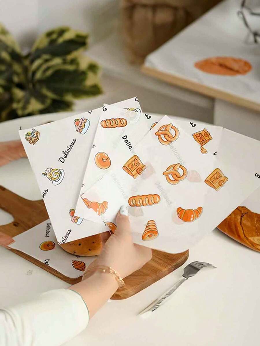 50张,牛皮纸,烘焙纸,耐油食品包装纸,蜡纸,烘焙工具,厨房小工具,厨房配件,家用厨房用品,不同批次订单略有不同 - 彩色 - 查看 1