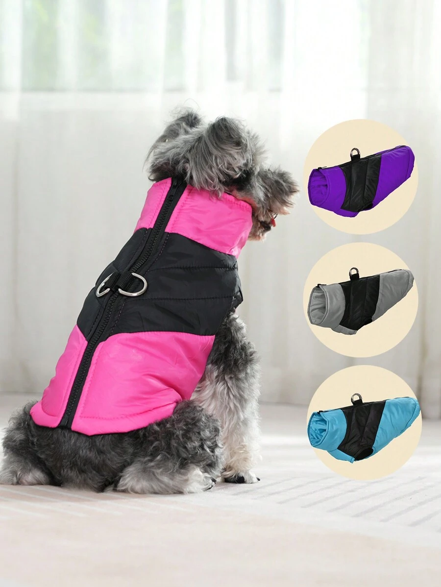 HOLAPET 1pc Windproof Warm Thermal Lined Dog Jacket For Medium/Small Pets - Сірий - Переглянути 1