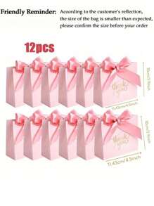 Juego de 12/24 bolsas de regalo pequeñas para agradecer de 4.5x1.8x3.9 pulgadas con lazo, ideales para fiestas, cumpleaños, bodas, despedidas de soltera, regalos de invitados de boda, cajas, decoración de recepción de bodas