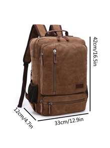 1 Stück modischer Leinwand Rucksack mit großer Kapazität und vielen Taschen, abriebfest, Ledergriff, geeignet für Studenten, Outdoor-Reisen, Geschäftsreisen, Laptop Rucksack, Schulbeutel, Reiserucksack, Campingausflug, Tasche für den Sommer, Rückfahrschule, Laptoptasche, Sporttasche für Männer, Reisenotwendigkeiten, große Tasche, Frühjahrsschulsachen, Schulrucksack, vintage