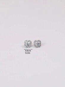 1 对 925 纯银镀铂金四叶草锆石镶嵌耳环，精致小众时尚，适合日常佩戴、约会、聚会、购物、度假 - 銀色 - 查看 7