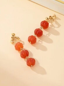 1 cặp bông tai kẹp hạt bí ngô thời trang thanh lịch, phong cách đại học hợp thời trang dành cho phụ nữ, quà tặng Halloween & trang phục hàng ngày - Kẹp tai bí ngô - Xem 6