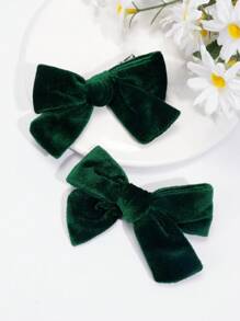 2PCS Velvet Hair Bows For Girls Teens Hairstyle Fashion Hairpins Solid Color Alligator Hair Clips - Velvet Bow - View 9