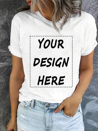 Customized T-Shirt, Personalized Photo T-Shirt, Thanksgiving, Christmas Customized Gift, Customized Women's T-Shirt - Add Your Own Text/Images (Family Photo/Family Member Photo/Party Photo/Group Photo/Selfie) To Design Your Own Personalized Printed T-Shirt, Christmas Special Gift, Photos Of Babies/Couples/Families/Pets,Chic Autumn,Street Casual Chic