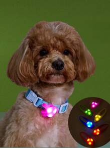 1pc Night Pet Collar With Anti-Lost LED Light, For Dogs And Cats - Essential Pet Accessory For Visibility And Security - Multicolor - View 2