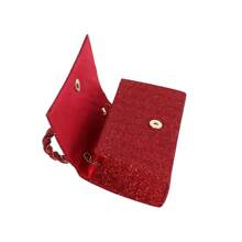 Metal Handle Rhinestone Glitter Multi-Function Solid Color PVC Evening Clutch Bag, With Woven Handle & Leather Lining - Magnetic Closure, Includes Wrist Strap, Chain Shoulder Strap Design - Perfect For Weddings And Formal Occasions