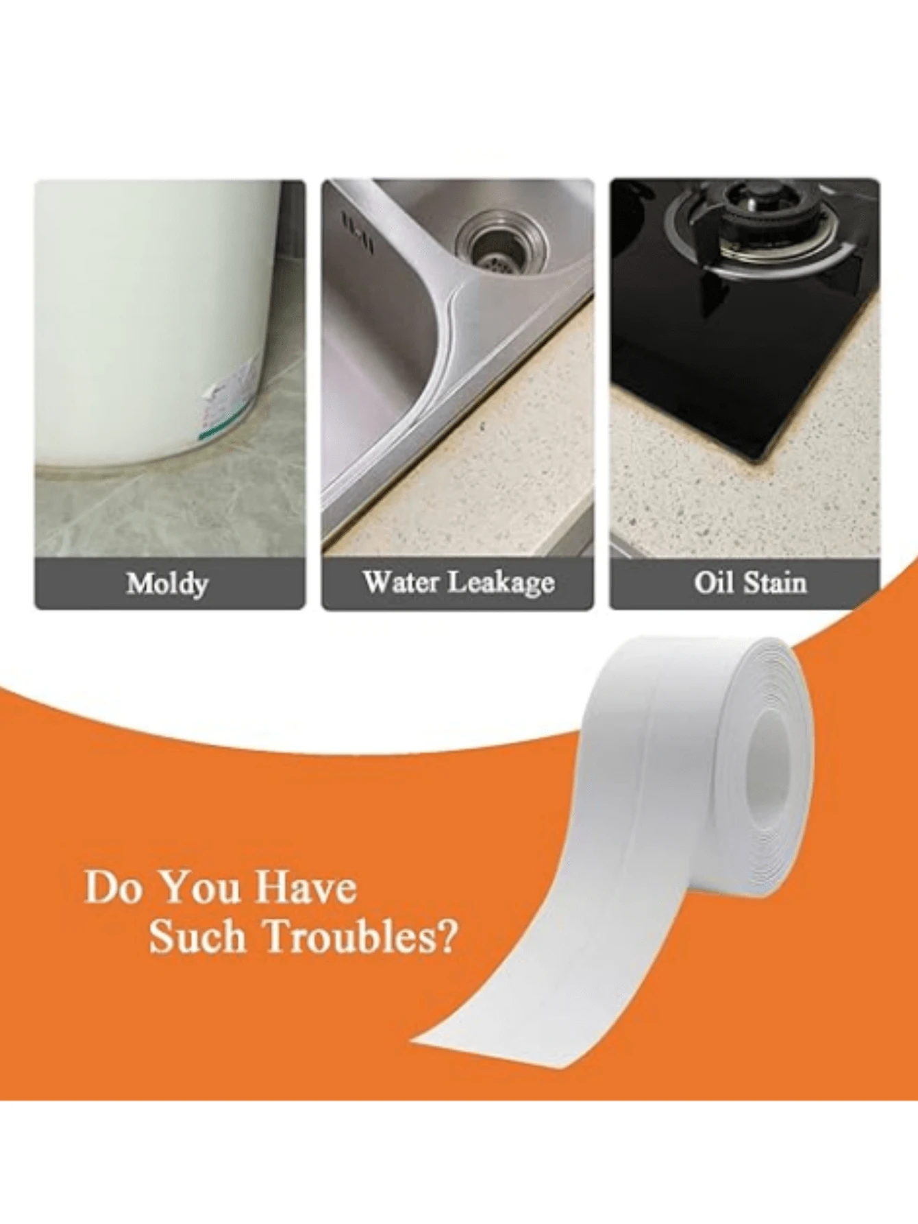 White Sealing Tape For Bathroom And Kitchen, Waterproof SelfAdhesive