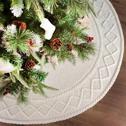 Merry Christmas Decoration Knitted Pleated Christmas Tree Skirt Decoration New Year Party Home Supplies 62/91/122cm,Christmas