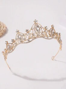 1pc Elegant Crystal Rhinestone Queen Crown Tiara For Women, Wedding/Party/Birthday