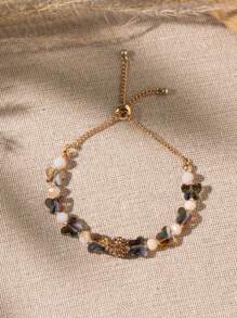 1 件时尚 INS 风格水晶和玻璃串珠蝴蝶可调节女士手链 - 彩色 - 查看 10