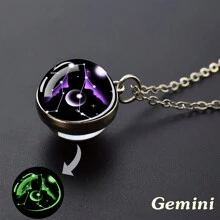 1PC Constellation Necklace Starry Sky Luminous Zodiac Glass Ball Pendant Necklace Christmas Gift Glow In The Dark - style - View 18