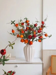 1 件人造石榴水果装饰适用于客厅、餐桌、门厅、仿柿子花和树枝插花、情人节、礼物 - 多色 - 查看 6