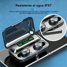 Auriculares inalámbricos intraaurales Bluetooth F9-5 TWS con control táctil, resistencia al agua IPX7, cancelación de ruido y pantalla digital con luz LED. - Negro - Ver 5