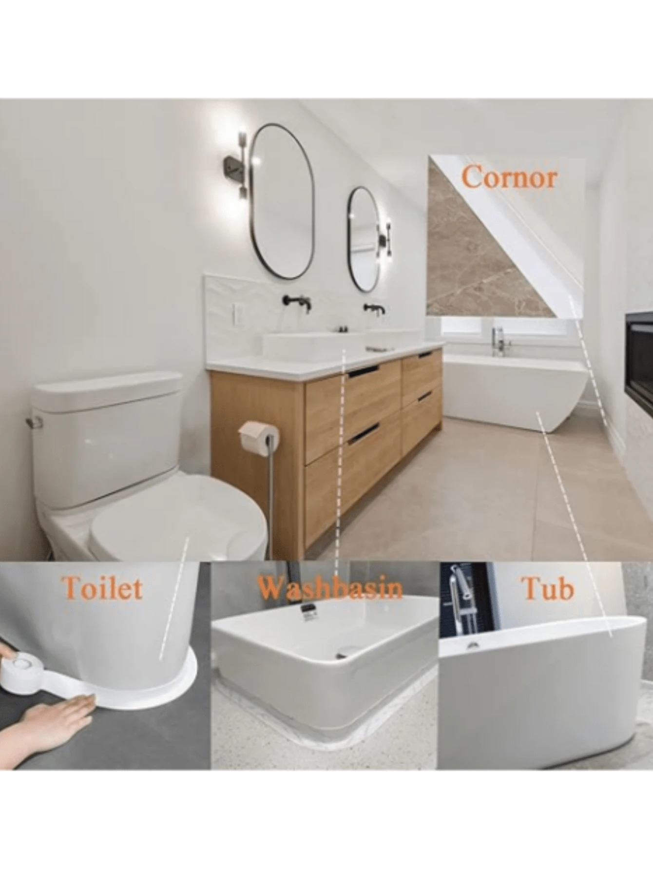 White Sealing Tape For Bathroom And Kitchen, Waterproof SelfAdhesive