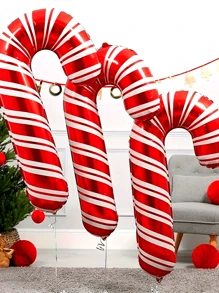 6 件巨型圣诞拐杖糖铝箔气球 - 节日和新年派对装饰的完美选择，无需电源，圣诞节 - 彩色 - 查看 1