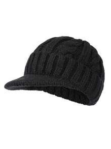 Men Knit Hat, Warm Thermal Lined Short Brim Ear Protection Beanie Cap, Suitable For Middle-Aged And Elderly In Winter