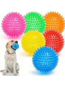 1pc Squeaky Dog Toy Balls (6 Colors) Puppy Chew Toys For Teething, Medium, Large & Small Dogs, Aggressive Chewers