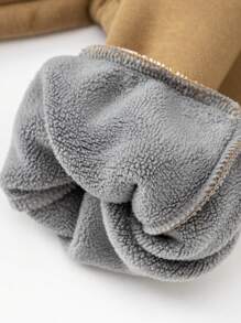 Balabala 男孩和女孩的羊毛慢跑裤，舒适又时尚，适合冬季穿着 - 卡其色 - 查看 8