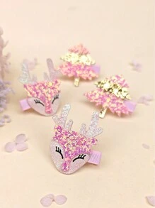 4pcs Glitter Christmas Hair Clips For Girls, Suitable For Everyday Wear, Christmas Parties And Gifts