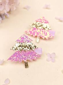 4pcs Glitter Christmas Hair Clips For Girls, Suitable For Everyday Wear, Christmas Parties And Gifts