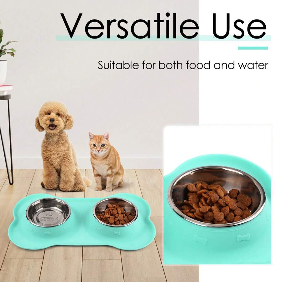 SUPERDESIGN Dog Bowls 2 Stainless Steel Puppies Bowl With No Spill Non