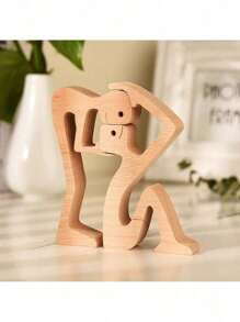 Couple's Wooden Statue With Love Hearth Small Decor Great Sculpture With Message Of Love Handicraft Decoration Dropsh - GPL00121 - 查看 2