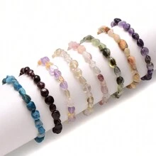定制人造水晶天然石串珠手链女士幸运吸引爱情财富爱情运气多彩情侣手链珠宝生日礼物 - 彩色 - 查看 5