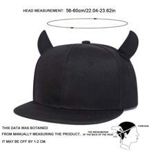 1Piece Men Bull Horn Hip Hop Hat Outdoor Adjustable Sunscreen Leisure Hat Spring Autumn Travel Tourism Beach Vacation - 黑色 - 查看 4