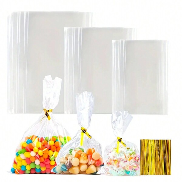 100 Pieces, OPP Transparent Glass Paper Gift Bags, OPP Candy Bags, Biscuit Bags, Transparent Gift Bags, Glass Paper Snack Bags, Jewelry And Party Packaging Bags., Back To School Valentine Day