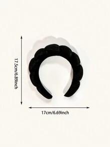 女士蓬松水疗头带、化妆海绵头带、护肤头带、洗脸泡泡头带、女孩淋浴毛巾布头带、家居浴室装饰、秋季装饰、返校装饰 - 黑色 - 查看 2