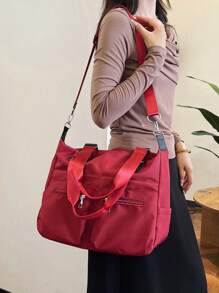 Túi đeo vai màu trơn có nhiều ngăn, dung tích lớn, thiết kế thời trang và đơn giản, thích hợp để đi làm, du lịch, mua sắm và túi tote di động Túi đi học, ba lô đi học, dung tích lớn cho học sinh trung học, kỳ nghỉ, mua sắm Túi du lịch Túi qua đêm Túi tập thể dục Túi du lịch Túi cuối tuần Túi du lịch Túi xách tay Túi đi học đại học Túi hành lý Túi cuối tuần Túi bệnh viện - Đỏ - Xem 4